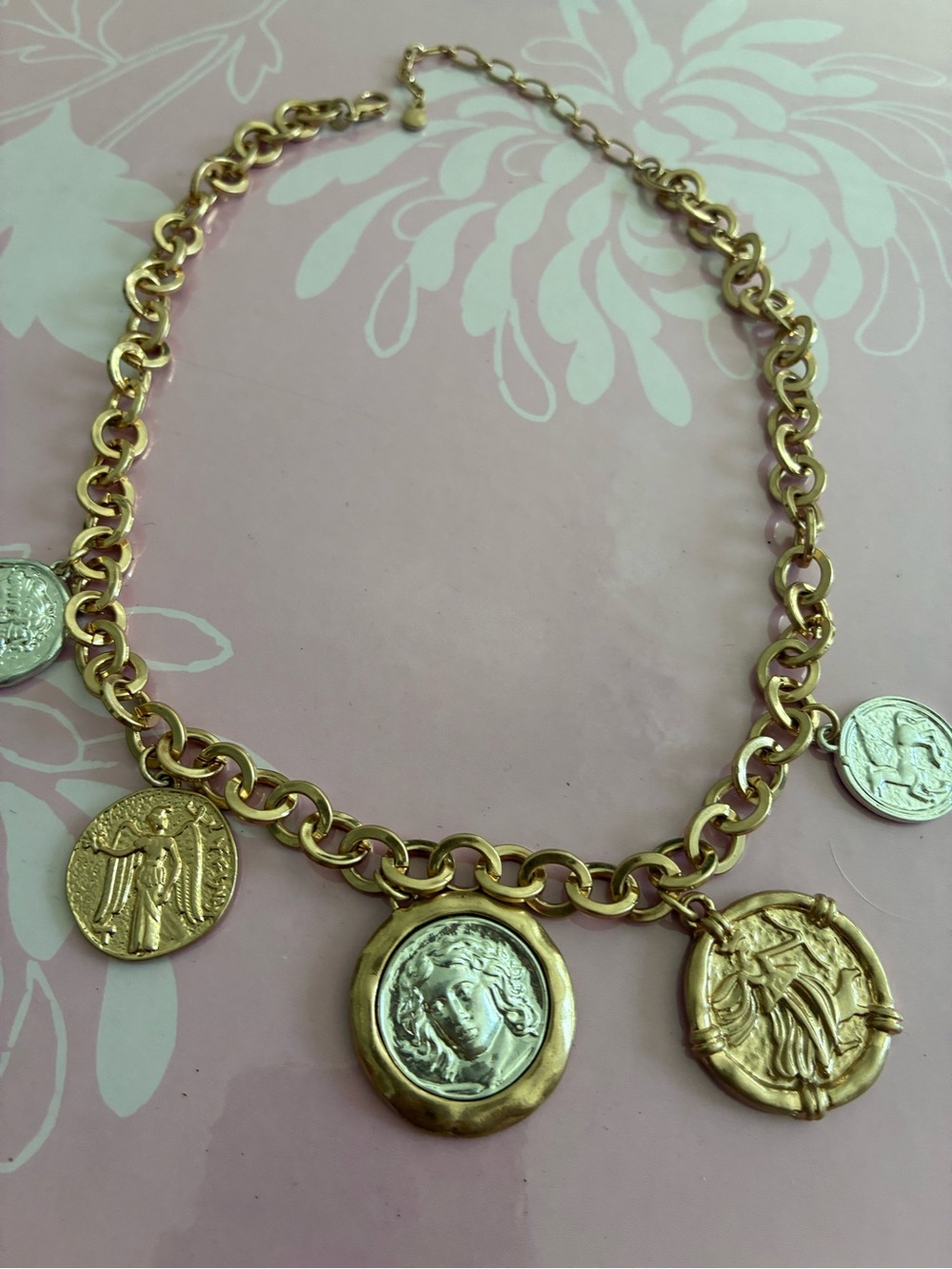 Gold-Tone Coin Charm Necklace - Women Jewelry - Picture 2 of 7
